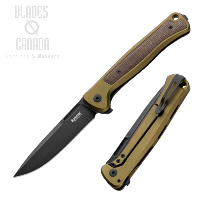 Lion Steel Skinny SK01A GB Flipper Framelock Knife, CPM MagnaCut Black, Aluminum Green/Micarta Green